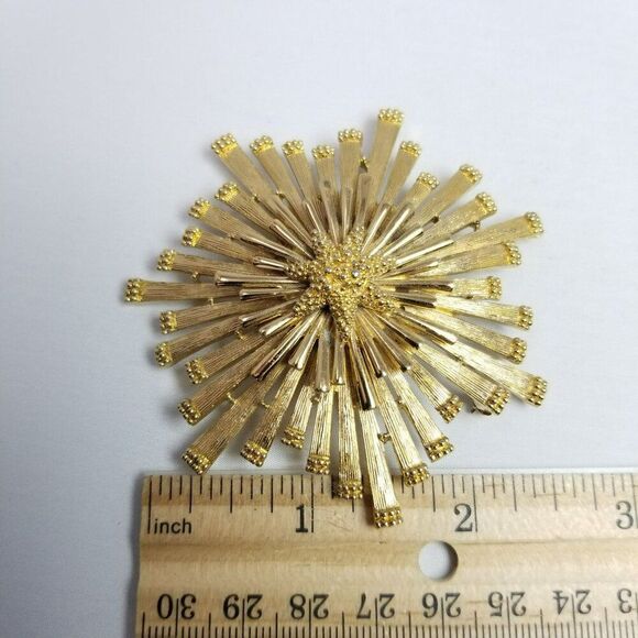 Vintage Monet Atomic Star Sun Starburst Brooch Pin Pendant MCM Vintage Jewelry - Picture 5 of 7
